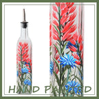 17oz Hand Painted Glass Olive Oil Bottle - 500ml Green Oil & Vinegar Cruet - - Image 2