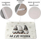Winter Gnome Dish Drying Mat for Kitchen Counter 16x18 Christmas Snowflakes - Image 3