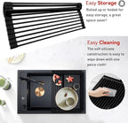 MERRYBOX Roll Up Over The Sink Dish Drying Rack Silicone Wrapped Foldable - Image 3