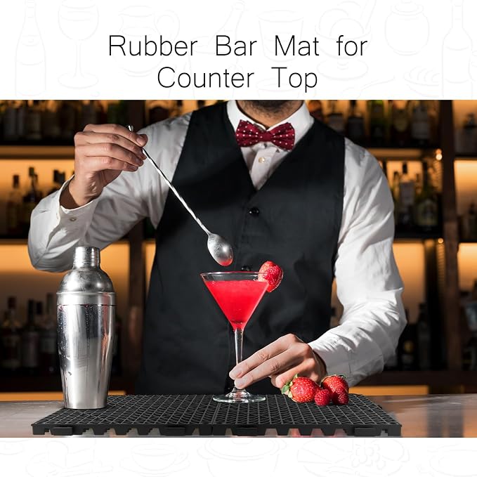 Tioncy 10 Pcs Bar Countertop Supplies Interlocking Mats 12 x 12 Inch Rubber - Image 5