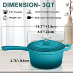 3 Quart Sauce Pan with Lid, Leonyo Enameled Cast Iron Sauce Pot, Large Cast - Image 2