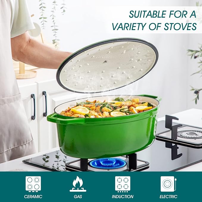 vancasso Enameled Cast Iron Dutch Oven, 9.3 Quart Dutch Oven Pot - Image 3