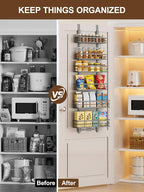 Delamu Over the Door Pantry Organizer, 6 Tier Pantry Door Organizer - Image 8