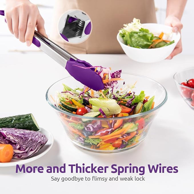 600ºF Heat Resistant Kitchen Tongs: U-Taste 9+12 inch Silicone Cooking Tong Set - Image 8