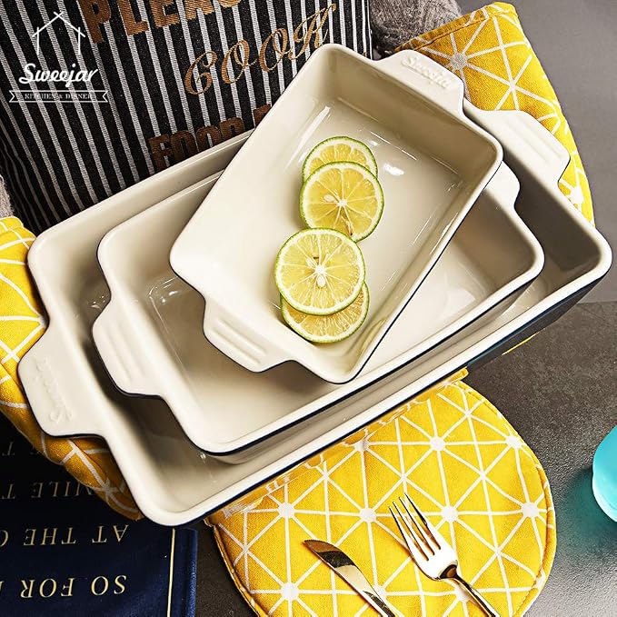Sweejar Ceramic Bakeware Set, Rectangular Baking Dish Lasagna Pans - Image 5
