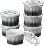 vancasso 8 oz Ramekins with Lid, Porcelain Creme Brulee Souffle Dishes by vancasso