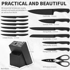 Black Knives Set, 15-Piece Stainless Steel Kitchen Knife Block Sets - Image 2