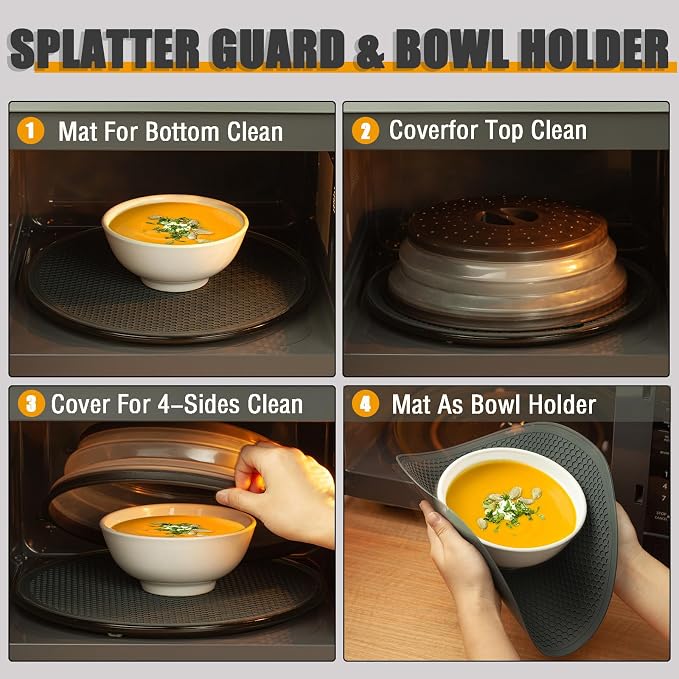 Microwave Splatter Cover & Silicone Mat – Collapsible, Reusable Food Guard and - Image 3