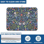 Flower Floral Dish Drying Mat 18x24 inch Microfiber Navy Blue Drying Mats - Image 8