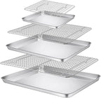 P&P CHEF 17.5 + 16 + 10.4 Inch Baking Sheet and Rack Set, Stainless Steel by PPCHEF