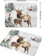 Giwawa Winter Deer Dish Drying Mat 18"x24" Xmas Tree Bird Holly Berry Dish - Image 2