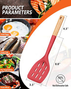 Pack of 2 Silicone Spatula, Non Stick Cooking Utensil Set Wooden Handle Kitchen - Image 2