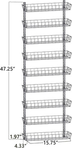 SWOMMOLY Adjustable Wall Mount Spice Rack, 9-Tier Dual-use Organizer - Image 3
