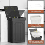 Function Home Trash Can Cabinet, 13 Gallon Kitchen Garbage Can, Wood Recycling - Image 9