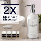 White Glass Soap Dispenser Set of 2, 16oz Hand and Dish Soap Dispenser - Image 9
