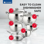 Daniks Modern 11-Piece Stainless Steel Cookware Set - Image 2