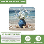 Summer Beach Dish Drying Mat for Kitchen Counter Nautical Coastal Blue Ocean - Image 5