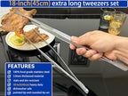 JETKONG 2 Pcs 18 Inch Stainless Steel Grill Tongs Heavy Duty Giant Tweezer Tongs - Image 3
