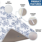 Blue Floral Dish Drying Mat for Kitchen Counter Chinoiserie Flower Microfiber - Image 3