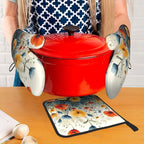 Colorful Wildflower Oven Mitts and Pot Holders Set of 3, Heat Resistant Non - Image 7