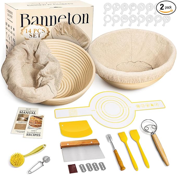 Sourdough Starter Kit, Banneton Bread Proofing Baskets Set, Sourdough Bread by BavifyBaking