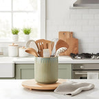 JIEMEI HOME Kitchen Utensil Holder, Ceramic Stable Utensil Crock - Image 6