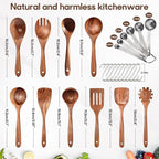 Spardar Teak Wooden Spoons for Cooking, Salad Spoon, - Image 7