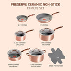 T-fal Preserve Ceramic, Non stick Cookware Set 13-Piece, Oven & Broiler Safe up - Image 2