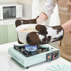 Cow Print Oven Mitts and Pot Holders Set of 4 Silicone Brown Cowhide Kitchen - Image 6
