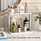 PEKER Bamboo Bathroom Organizer Countertop – Small Vanity Storage Shelf - Image 2