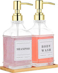 Glass Soap Dispenser with Pump, Countertop Soap and Lotion Dispenser Set of 2 by POLLOCKDirect