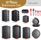 Baking Pan Set, 15 Piece Premium Baking Set, Nonstick Bakeware Sets BPA Free - Image 2