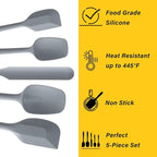 Silicone Spatula Set, 5 Piece Food Grade Rubber Spatulas - Image 3