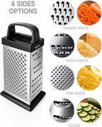 Cheese Grater, 4-Sided Mini Box Grater, Stainless Steel Food Shredder - Image 3