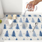 Winter Dish Drying Mat 18 x 24 Inch Blue Tree Dish Drying Pad Absorbent - Image 6