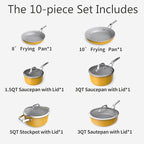 10-Piece Nonstick Ceramic Cookware Set, Non-Toxic Ceramic Coated Aluminum Pots - Image 3