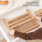 HBlife Dish Rack, Bamboo Folding 2-Tier Collapsible Drainer Dish Drying Rack - Image 4
