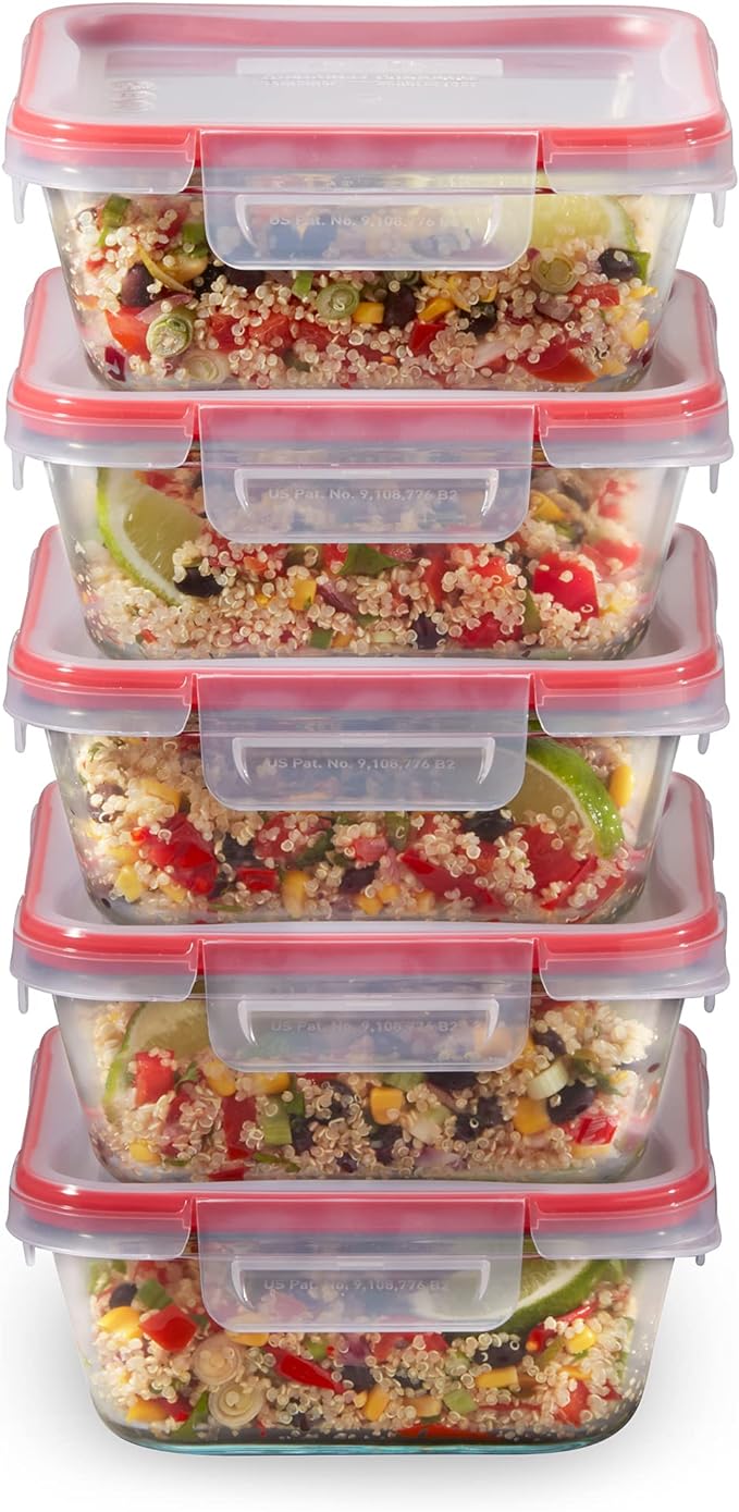 Pyrex Freshlock Glass Food Storage Containers Set, Airtight & Leakproof Plastic by Pyrex