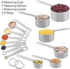 Measuring Cups and Spoons Set 14, Metric & US 18/8 Stainless Steel Measuring - Image 5