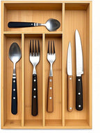guiogc Kitchen Bamboo Silverware Drawer Organizer，Silverware Organizer and by guiogc