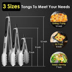 Metal Tongs for Cooking, Heat Resistant 600 Degrees Stainless Steel Kitchen - Image 2