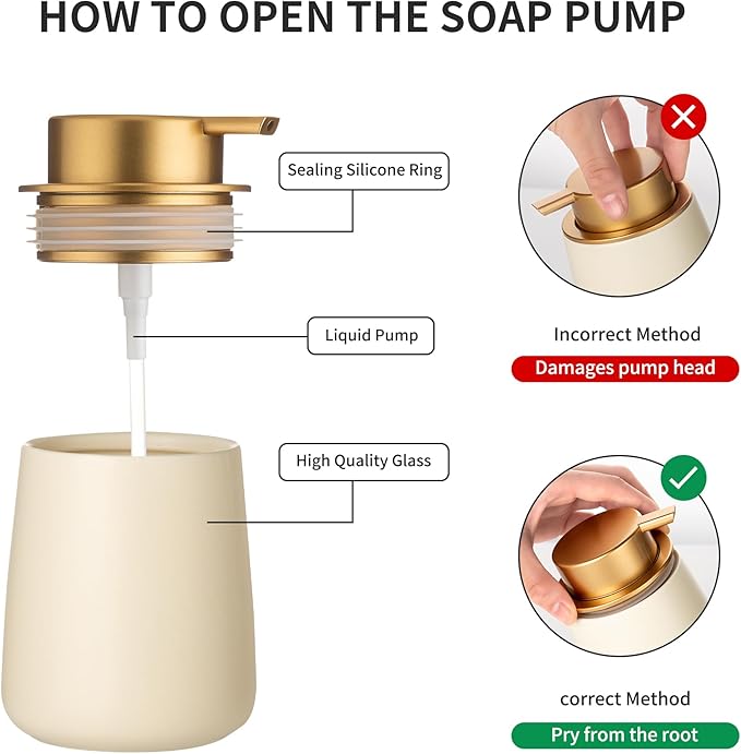 Enra Ceramic Soap Dispenser, 12 oz Hand Lotion Dispenser - Image 3