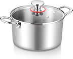 TeamFar 4.5 Quart Stock Pot, Stainless Steel Tri-Ply Cooking Pasta Soup Pot by TeamFar