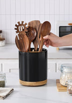 LoeJan 3 Compartment Utensil Holder, Extra Large Utensil Crock, Stable Ceramic - Image 4
