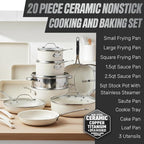 GOTHAM STEEL 20 Pc Ceramic Cookware Set Nonstick, Ceramic Pots and Pans Set Non - Image 2