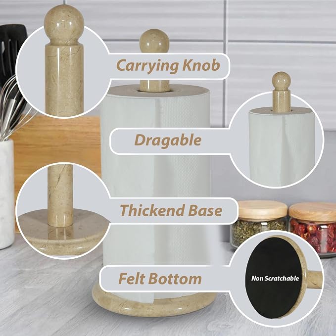 Handmade Ivory Marble Paper Towel Holder – Beige or Ivory Natural Stone - Image 7