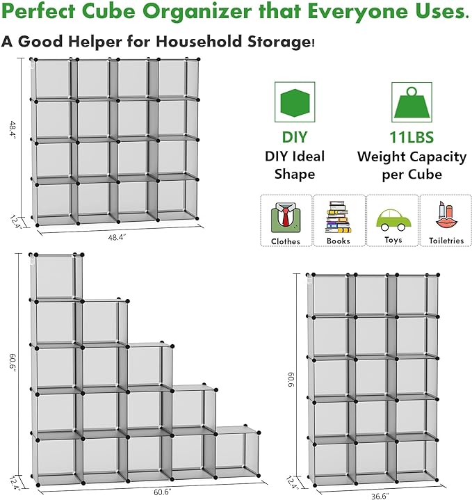 C&AHOME Plastic 16-Cube Grey UPCS16G - Image 3