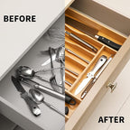 Expandable Bamboo Kitchen Drawer Organizer - Image 4