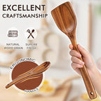 Wooden Spoons for Cooking, Comfortable Grip Wooden Cooking Utensils Set - Image 5