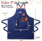 Plus Size Kitchen Apron for Men Women, Cross Back Cotton Canvas Chef Apron - Image 2